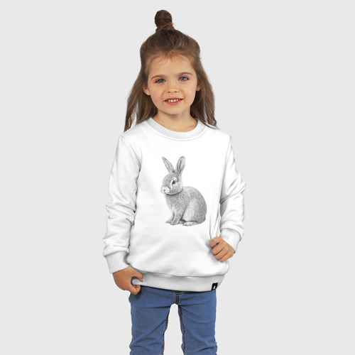 Детский свитшот хлопок с принтом Кролик на удачу, фото на моделе #1