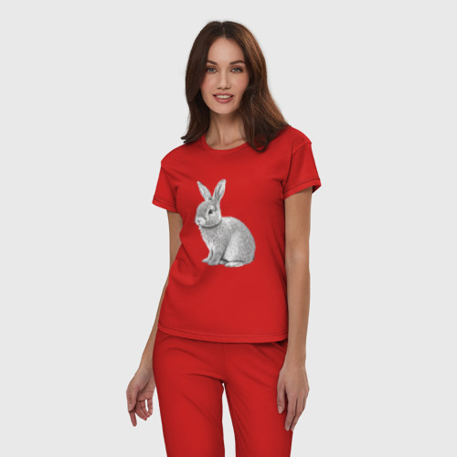 Женская пижама хлопок с принтом Кролик на удачу, фото на моделе #1
