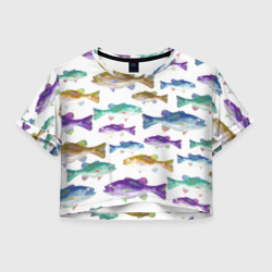 Женская футболка Crop-top 3D Рыбный денёк