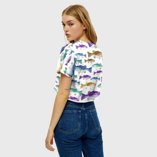 Женская футболка Crop-top 3D Рыбный денёк, цвет 3D печать - фото 5