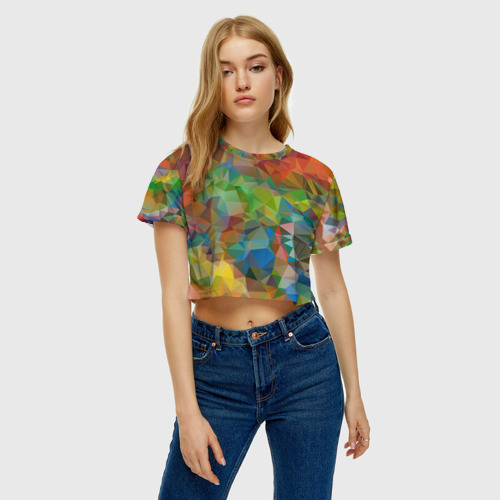 Женская футболка Crop-top 3D Стиль мозаика, цвет 3D печать - фото 3