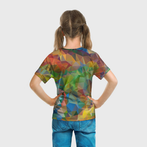 Детская футболка 3D с принтом Стиль мозаика, вид сзади #2