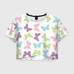 Женская футболка Crop-top 3D Нежные бабочки