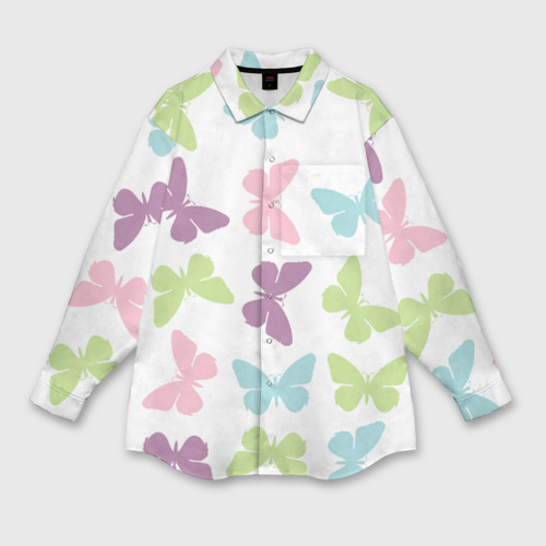 Мужская рубашка oversize 3D с принтом Нежные бабочки, вид спереди #2