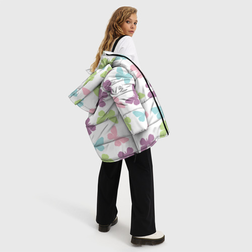 Женская зимняя куртка 3D с принтом Нежные бабочки, вид сбоку #3