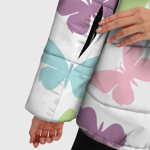 Женская зимняя куртка 3D с принтом Нежные бабочки, фото #4