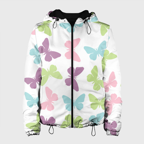 Женская куртка 3D с принтом Нежные бабочки, вид спереди #2