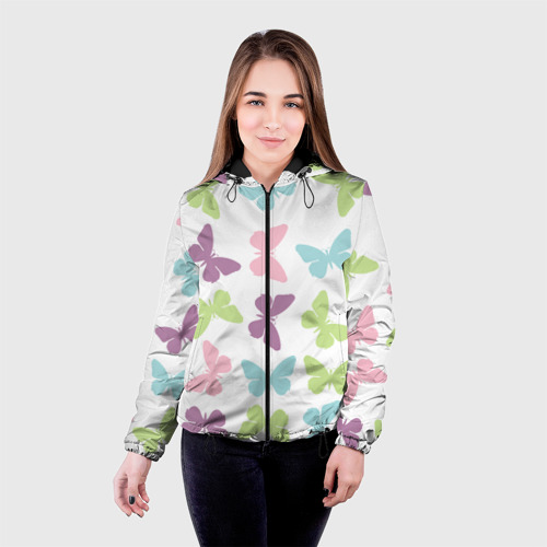 Женская куртка 3D с принтом Нежные бабочки, фото на моделе #1