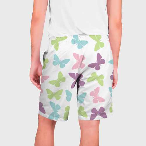 Мужские шорты 3D с принтом Нежные бабочки, вид сзади #1