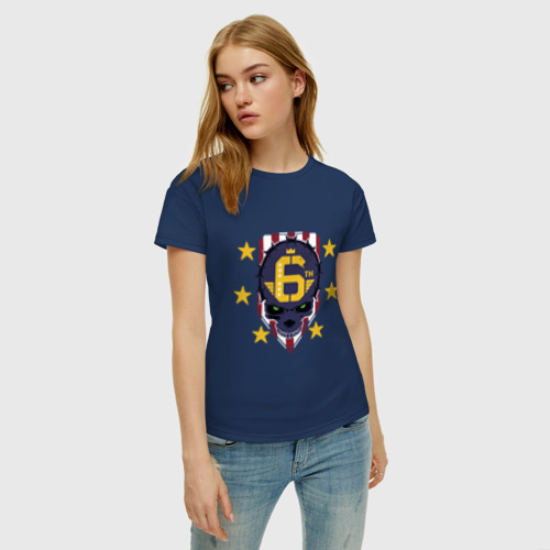 Женская футболка хлопок 6Th Street gang, цвет темно-синий - фото 3