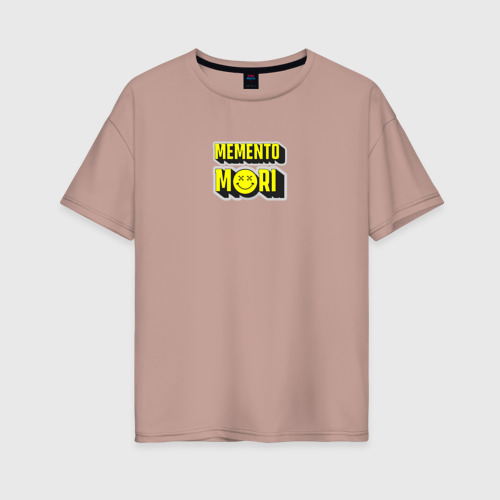 Женская футболка хлопок Oversize с принтом Memento mori and smile, вид спереди #2