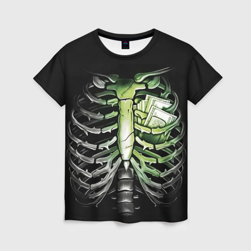 Женская футболка 3D с принтом Кошелек под сердцем, вид спереди #2