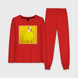 Женская пижама с лонгсливом хлопок Курица классическая