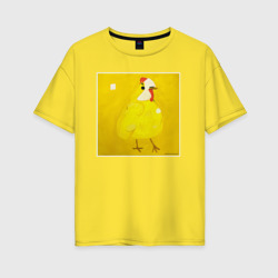 Женская футболка хлопок Oversize Курица классическая