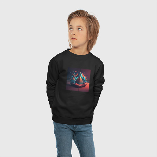 Детский свитшот хлопок Космические горы, цвет черный - фото 5