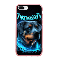 Чехол для iPhone 7Plus/8 Plus матовый Rottweiler and lightnings от нейросети 