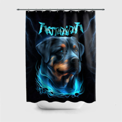 Штора 3D для ванной Rottweiler and lightnings от нейросети 