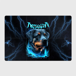 Rottweiler and lightnings от нейросети  – Магнитный плакат 3x2 с принтом купить