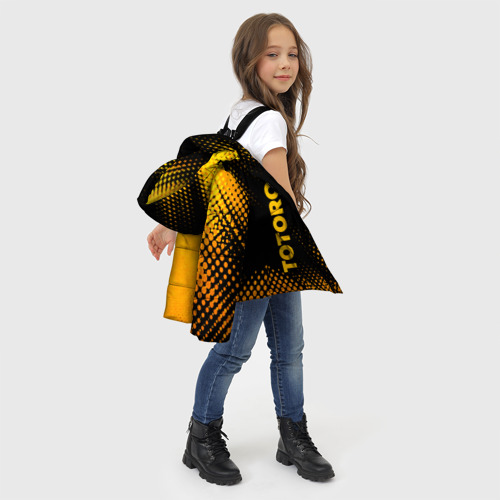 Зимняя куртка для девочек 3D с принтом Totoro - gold gradient: надпись, символ, фото #4