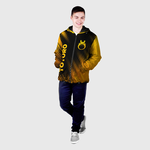 Мужская куртка 3D с принтом Totoro - gold gradient: надпись, символ, фото на моделе #1