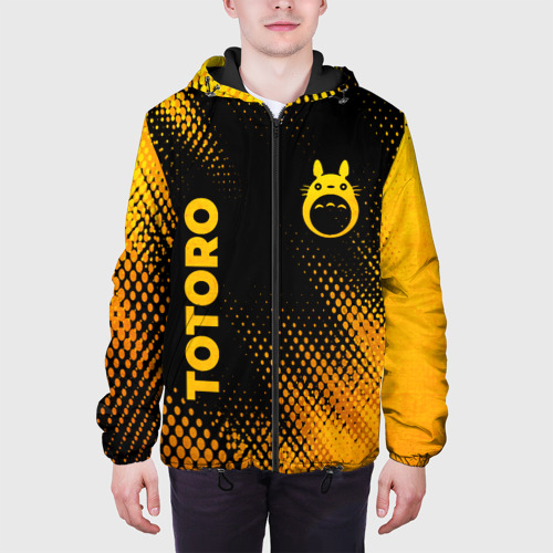 Мужская куртка 3D с принтом Totoro - gold gradient: надпись, символ, вид сбоку #3