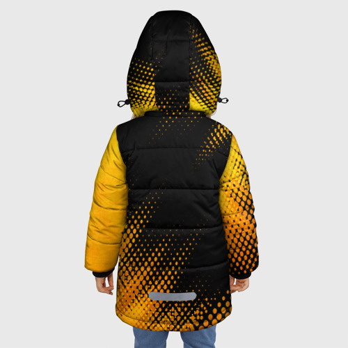 Зимняя куртка для девочек 3D с принтом Totoro - gold gradient: надпись, символ, вид сзади #2