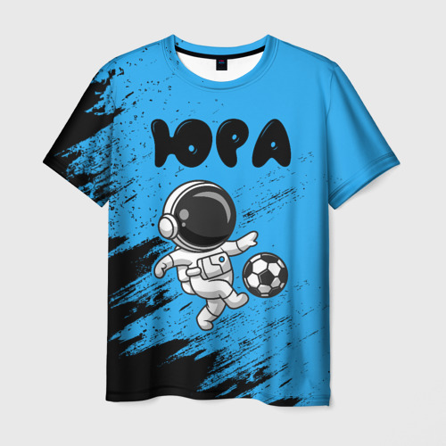 Мужская футболка 3D с принтом Юра космонавт футболист, вид спереди #2