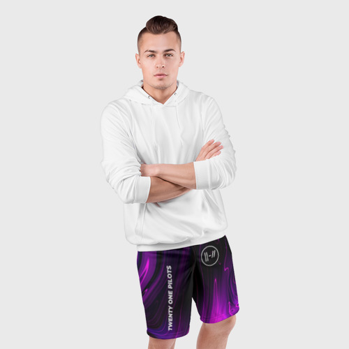 Мужские шорты спортивные с принтом Twenty One Pilots violet plasma, фото #4