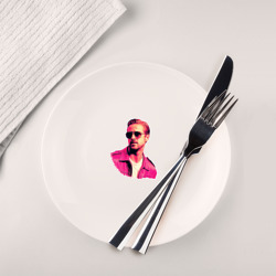 Райан Гослинг розовый арт – Тарелка с принтом купить