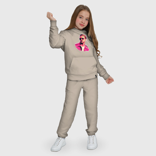 Детский костюм с толстовкой хлопок с принтом Райан Гослинг розовый арт, фото #4