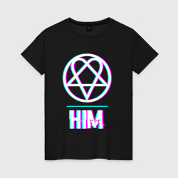 HIM glitch rock – Женская футболка хлопок с принтом купить со скидкой в -20%