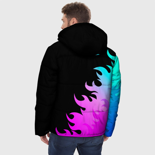 Мужская зимняя куртка 3D Radiohead неоновый огонь, цвет черный - фото 4