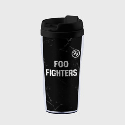 Термокружка-непроливайка Foo Fighters glitch на темном фоне: символ сверху