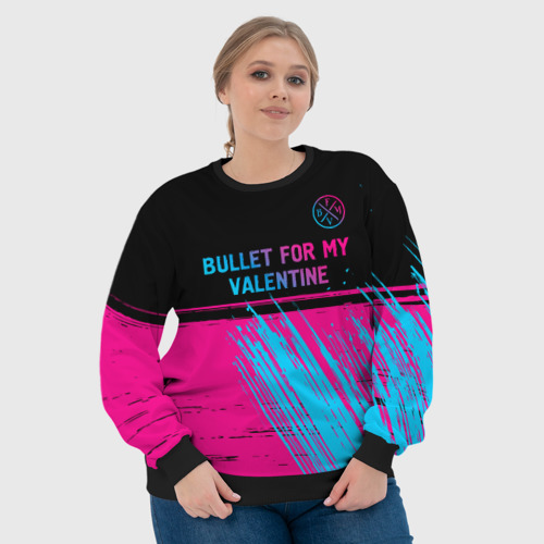 Женский свитшот 3D Bullet For My Valentine - neon gradient: символ сверху, цвет 3D печать - фото 6