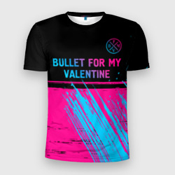 Мужская футболка 3D Slim Bullet For My Valentine - neon gradient: символ сверху