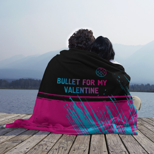 Плед 3D Bullet For My Valentine - neon gradient: символ сверху, цвет 3D (велсофт) - фото 3