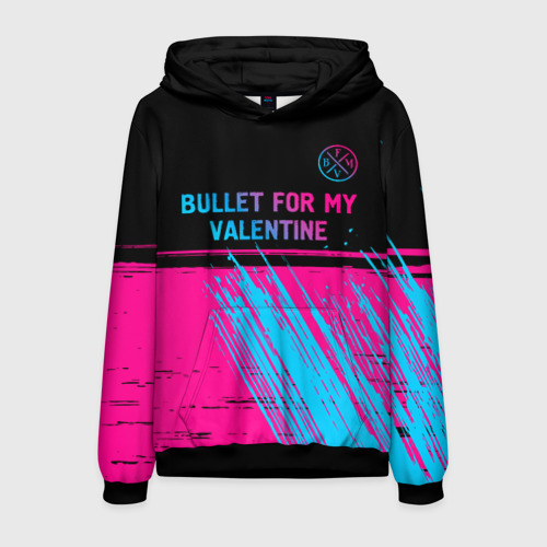 Мужская толстовка 3D Bullet For My Valentine - neon gradient: символ сверху, цвет черный