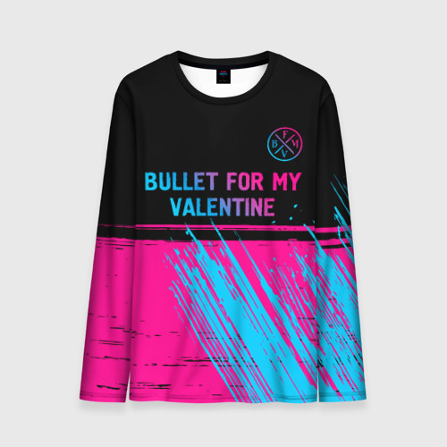 Мужской лонгслив 3D Bullet For My Valentine - neon gradient: символ сверху, цвет 3D печать