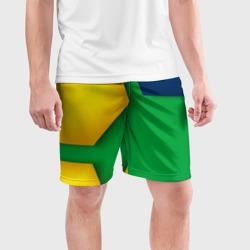 Мужские шорты спортивные Зелёный фон и куски шестиугольников - фото 2