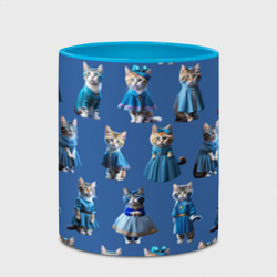 Кружка с полной запечаткой Коты в голубых костюмчиках - синий фон - фото 2