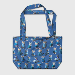 Пляжная сумка 3D Коты в голубых костюмчиках - синий фон