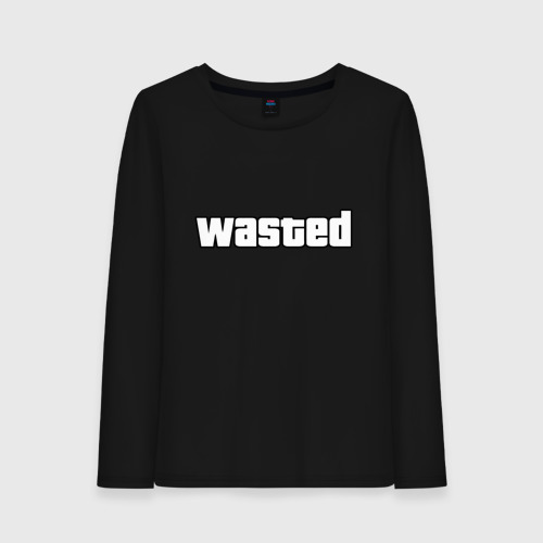 Женский лонгслив хлопок Wasted белый, цвет черный