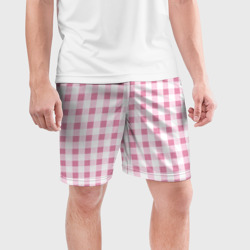 Мужские шорты спортивные Барби-розовый: клетка - фото 2