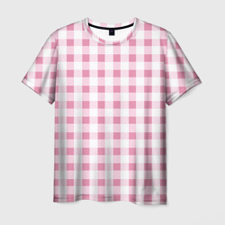 Мужская футболка 3D Барби-розовый: клетка