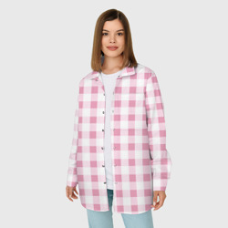 Женская рубашка oversize 3D Барби-розовый: клетка - фото 2