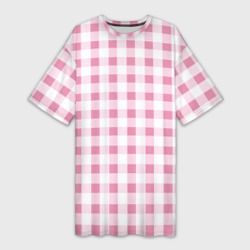 Барби-розовый: клетка – Платье-футболка с принтом купить