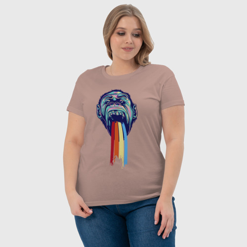 Женская футболка хлопок с принтом Monkey Rainbow, фото #4