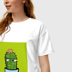 Женская футболка хлопок Oversize Кактус: ин вэ муд - фото 2