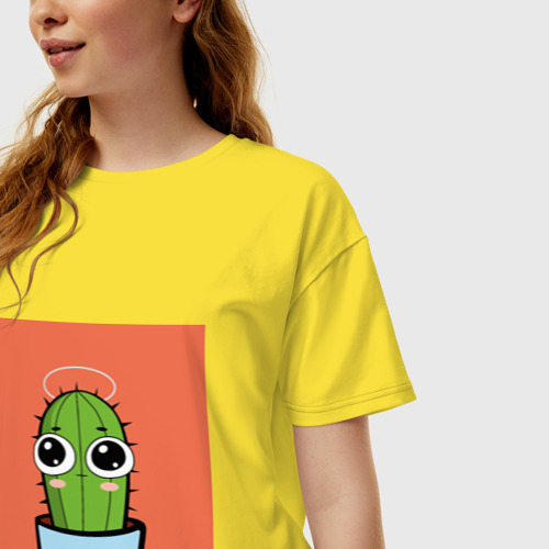Женская футболка хлопок Oversize Santa Kaktus, цвет желтый - фото 3