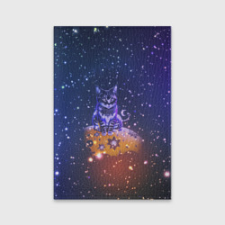 Обложка для паспорта матовая кожа Полосатый кот и звезды